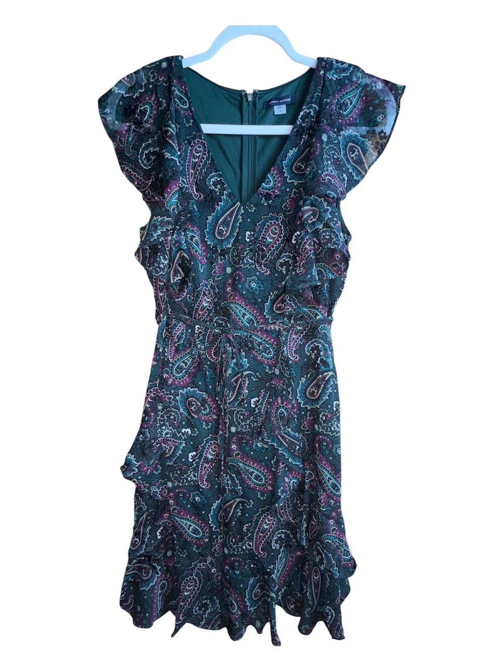 Tommy Hilfiger Paisley Flutter Sleeve Dress Size 8
